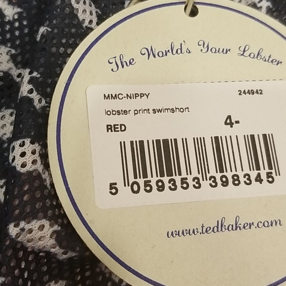 💕TED BAKER💕 Nippy Lobster Print Swim Shorts RED - Picture 16 of 16